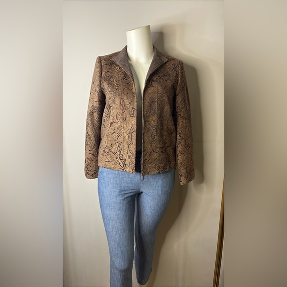 Harve Benard Brown Cropped Blazer with Snakeskin Print - Picture 8 of 12